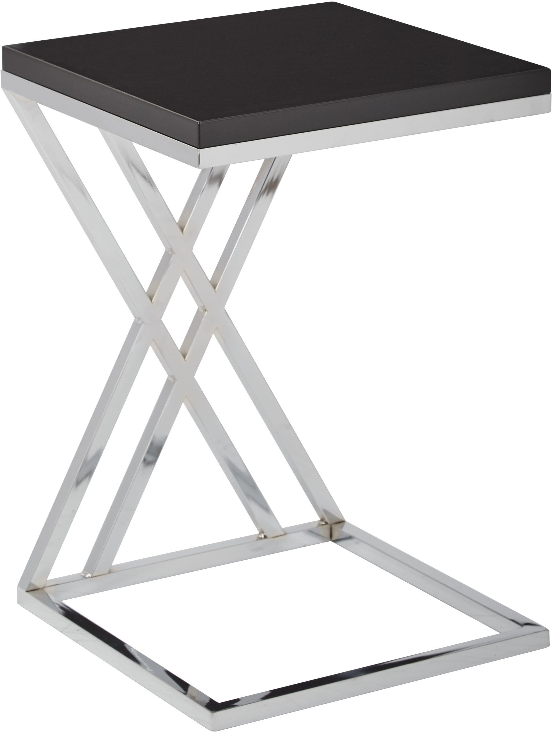 Office Star Ave Six Wall Street Side Table - Chrome & White Finish - Modern End Table for Living Room, Bedroom, or Office [WST16]