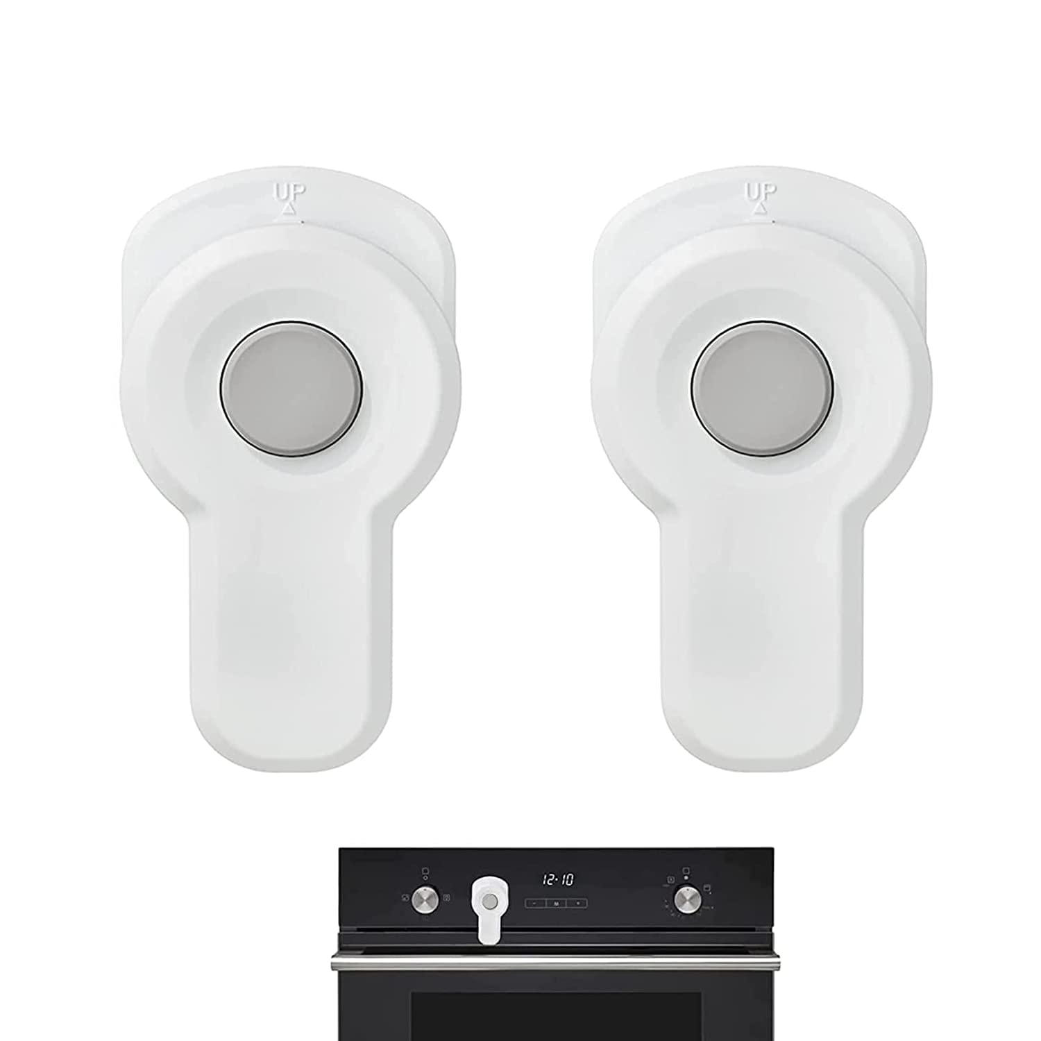 ZERRIOY 2-Pack Child Proof Oven Locks with 3M Adhesive - Heat Resistant Baby Safety Cabinet Locks for Oven, Dishwasher, Drawers & Cabinets - Easy Installation White (Perfect for Childproofing Kitchens & Homes)