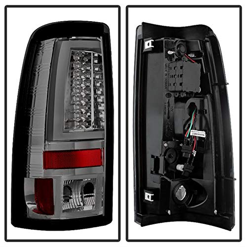 Xtune Spyder 5081896 LED Tail Lights - Smoke Lens for 99-02 Chevy Silverado 1500/2500 (Excludes Stepside) & 99-07 GMC Sierra 1500/2500/3500 (Fits 2007 Classic) - Upgrade Your Truck's Style & Visibility for Night Driving & Towing