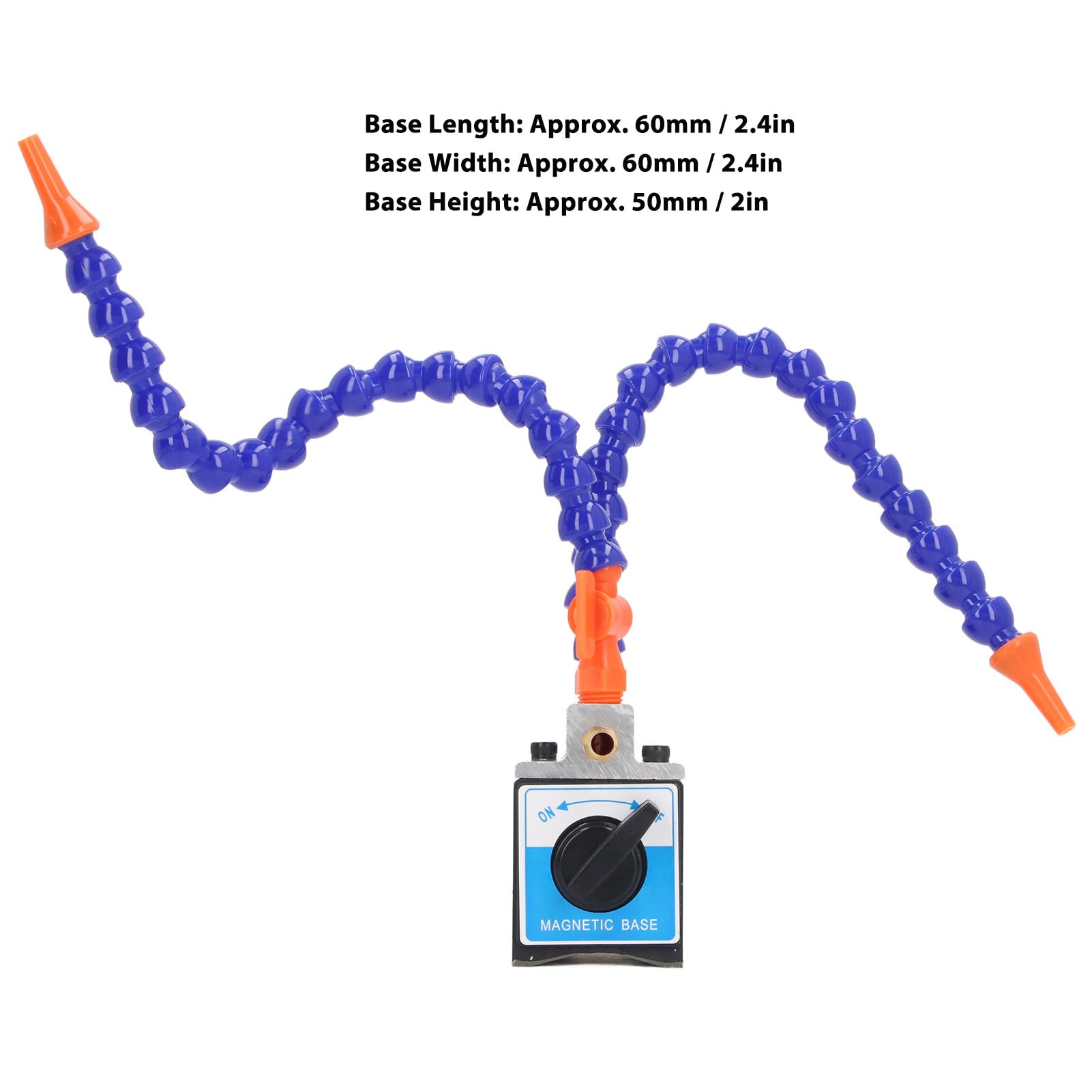 Adjustable Magnetic Base Holder with Flexible Coolant Pipe - 2 Hole Magnetic Switch Base for Oil Injector - Perfect for CNC Machines, Lathes, and Industrial Equipment Maintenance