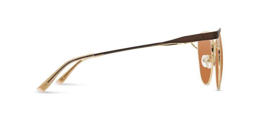 Shwood Odessa Metal Sunglasses for Men & Women - Bronze & Gold Frame with Brown Lenses - UV Protection, Retro Style for Outdoor, Driving, and Fashion