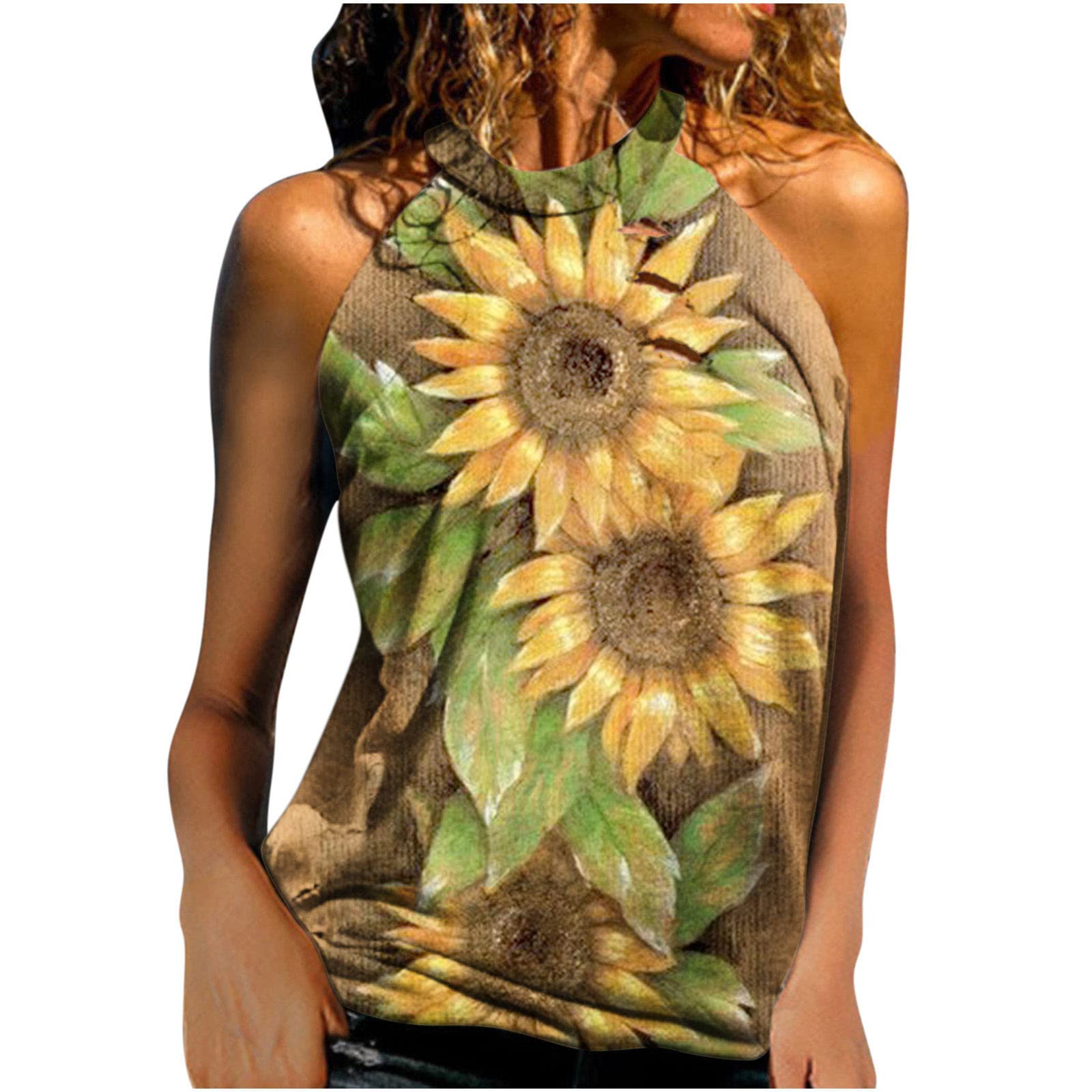 Women's Slim Fit Halter Neck Tank Tops - Sleeveless Summer Casual Basic T-Shirt Blouse for Beach, Gym & Everyday Wear