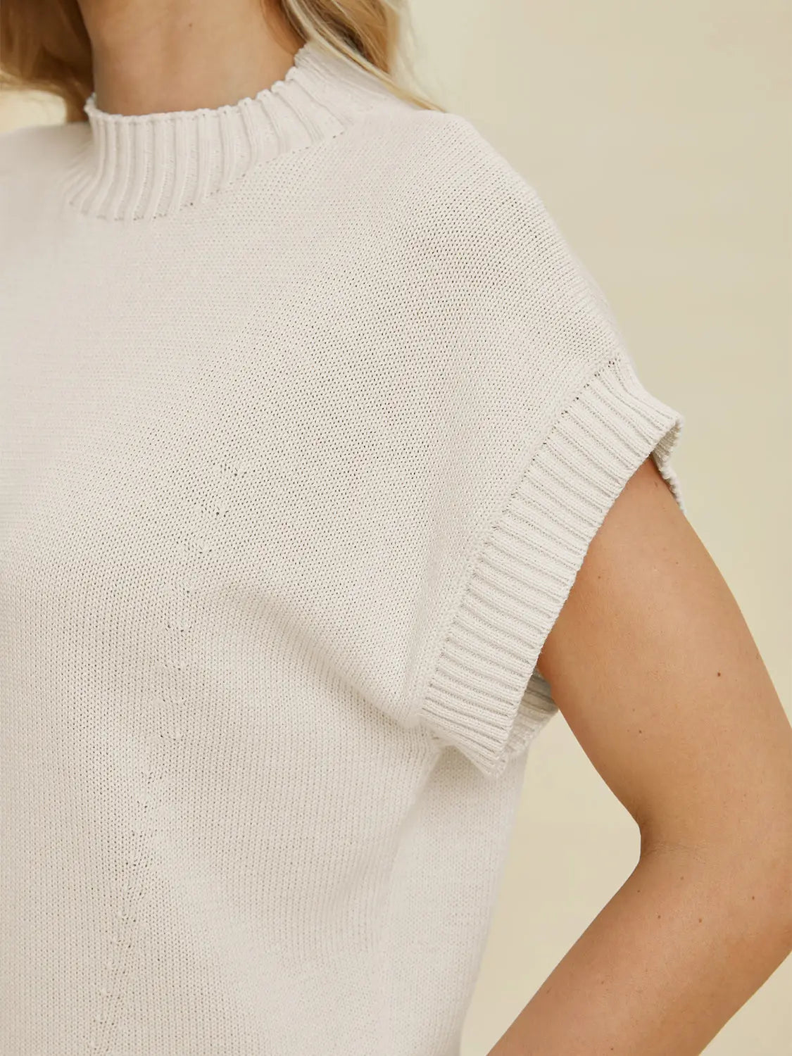 Double Take Full Size Mock Neck Short Sleeve Sweater for Women - Soft Knit Pullover Top for Casual Wear & Office Outfits | Perfect for Fall & Winter Layering