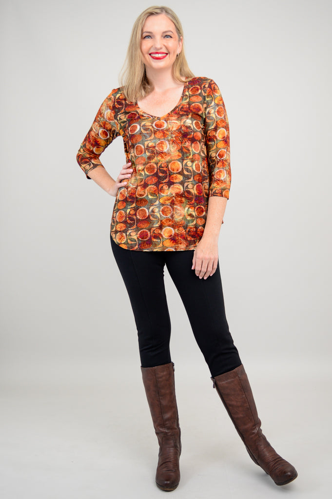 Jackie 3/4 Sleeve Women's Blouse - Walnut Brown Bamboo Fabric - Perfect for Casual Wear & Office Outfits