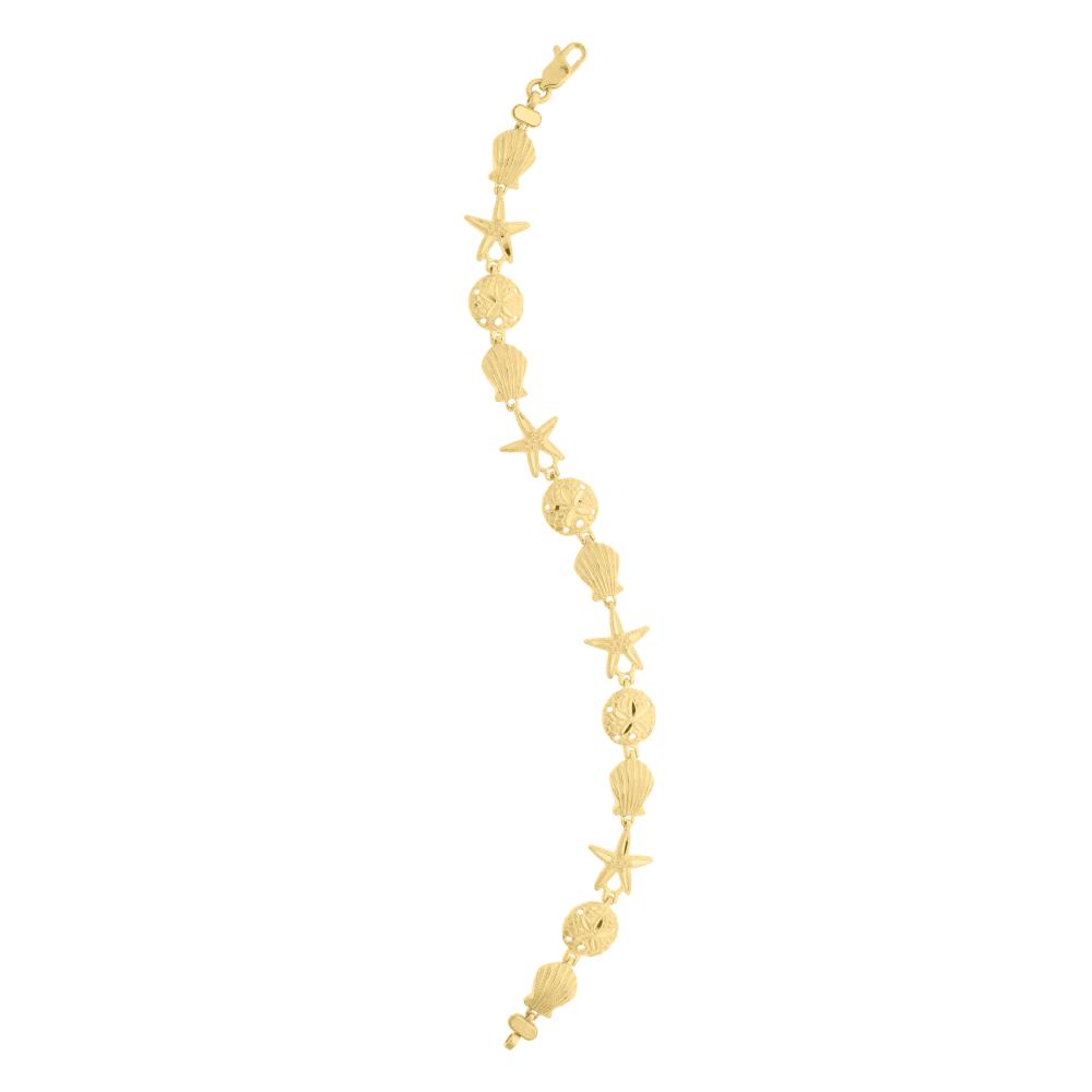 10K Gold Sea Life Charm Bracelet - Ocean Themed Jewelry for Women - Perfect for Beach Vacations, Summer Outfits & Gift Giving