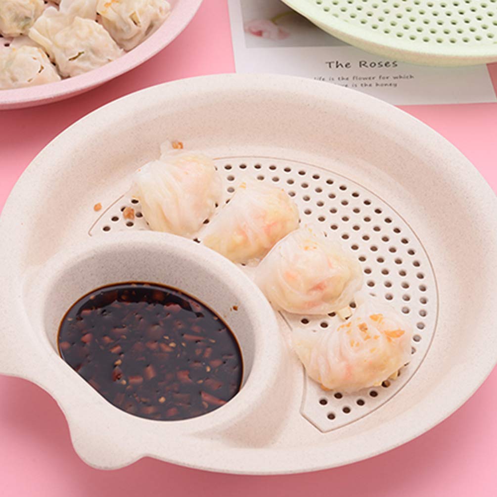 Cabilock 3-Piece Tasting Dish Set - Drain Dumpling Plates, PP Household Soy Sauce Dishes for Sushi, Dumplings & Dipping Sauces | Durable Kitchen Serving Trays
