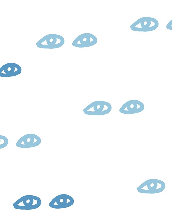 Clare V. Light Blue 'Eyes' Wallpaper - Modern Peel & Stick Removable Wallpaper for Bedroom, Living Room & Nursery Decor