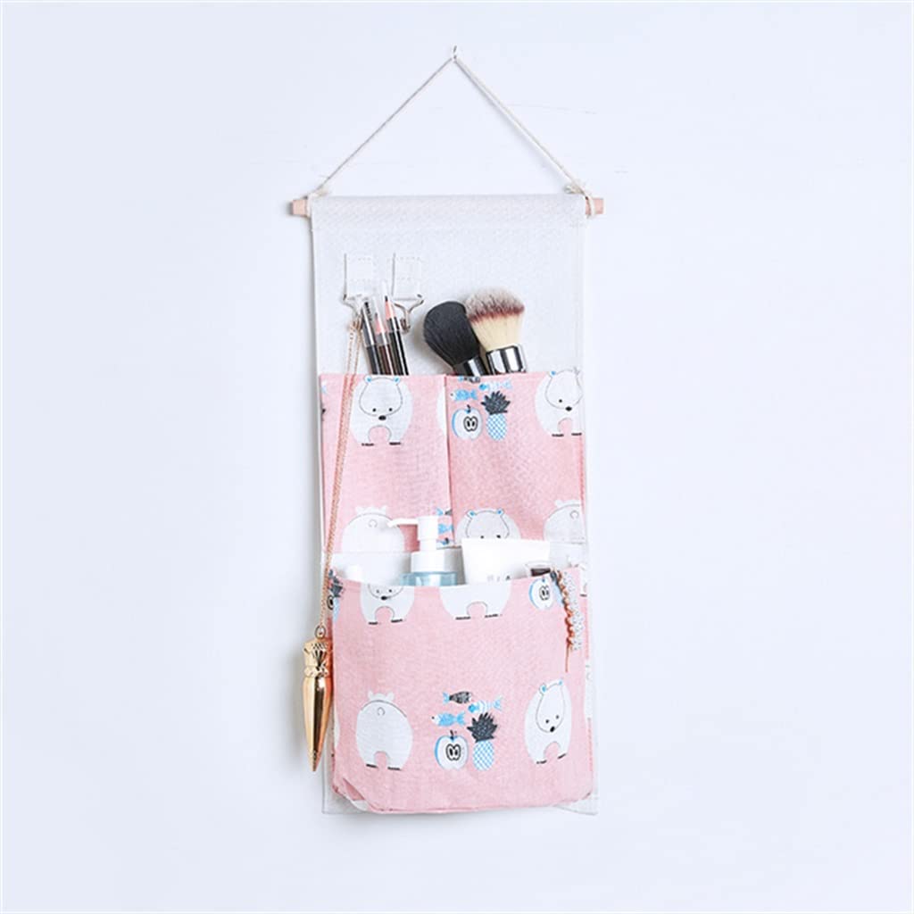 Waterproof Linen Wall Storage Bag with 3 Pockets - 67x20cm Closet Organizer for Bedroom, Bathroom & Entryway (Multiple Colors Available)