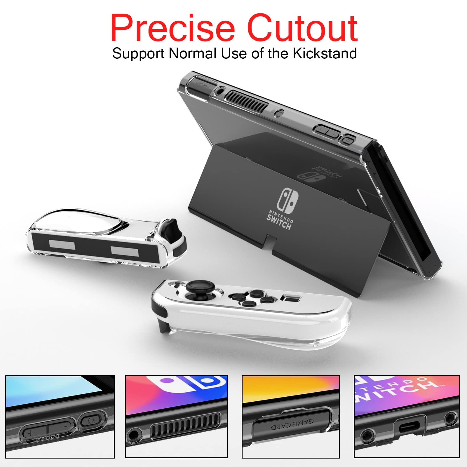 Teyomi Protective Case for Nintendo Switch OLED Model 2021 - Clear Hard Shell Cover with Joy-Con Storage | Travel-Friendly Switch Accessories Bundle | Perfect for Gaming On-The-Go & Console Protection