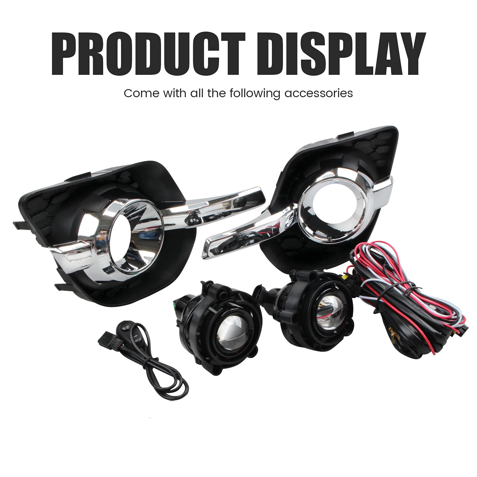 DLAA Fog Lights Kit for Chevy Equinox 2010-2015 - Clear Lens Front Fog Lamps with Wiring Harness & Switch - Perfect for Night Driving & Off-Road Adventures