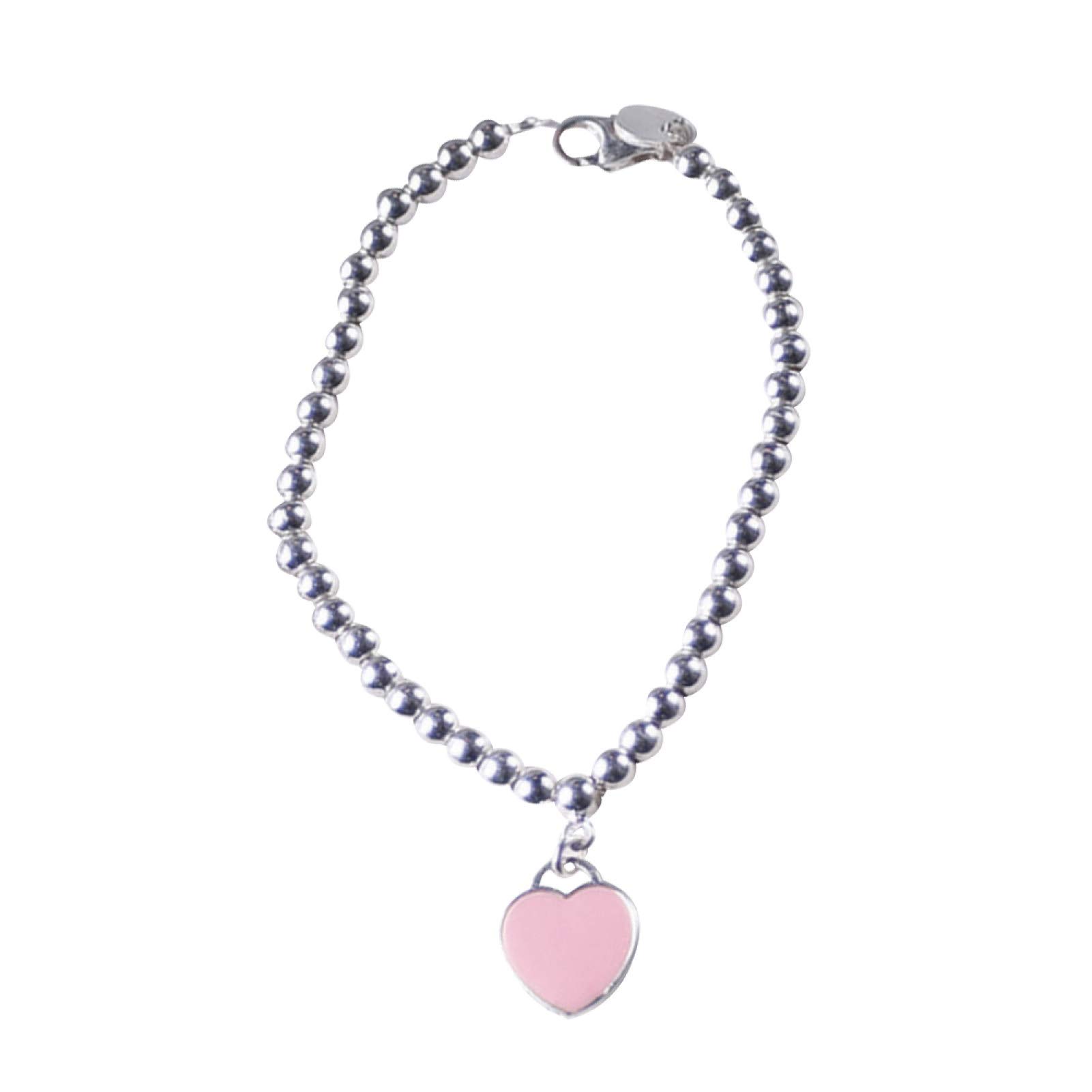 Hislaves Women's Silver Plated Heart Charm Beaded Bracelet - Elegant Fashion Jewelry Gift for Her - Perfect for Parties, Date Nights & Special Occasions