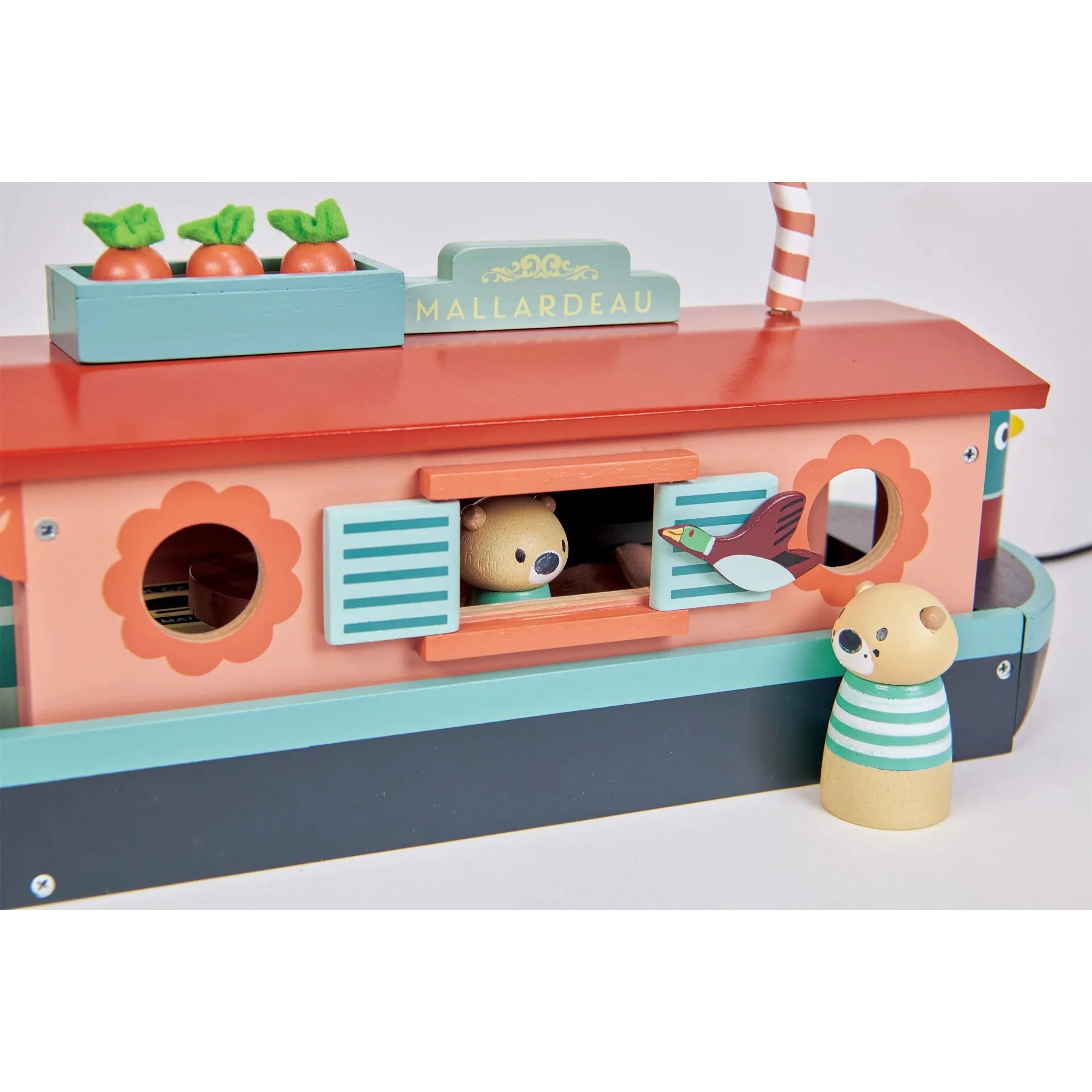 Little Otter Canal Boat - Premium Wooden Toy Boat for Kids | Perfect for Bathtub Play, Pool Fun & Outdoor Water Adventures