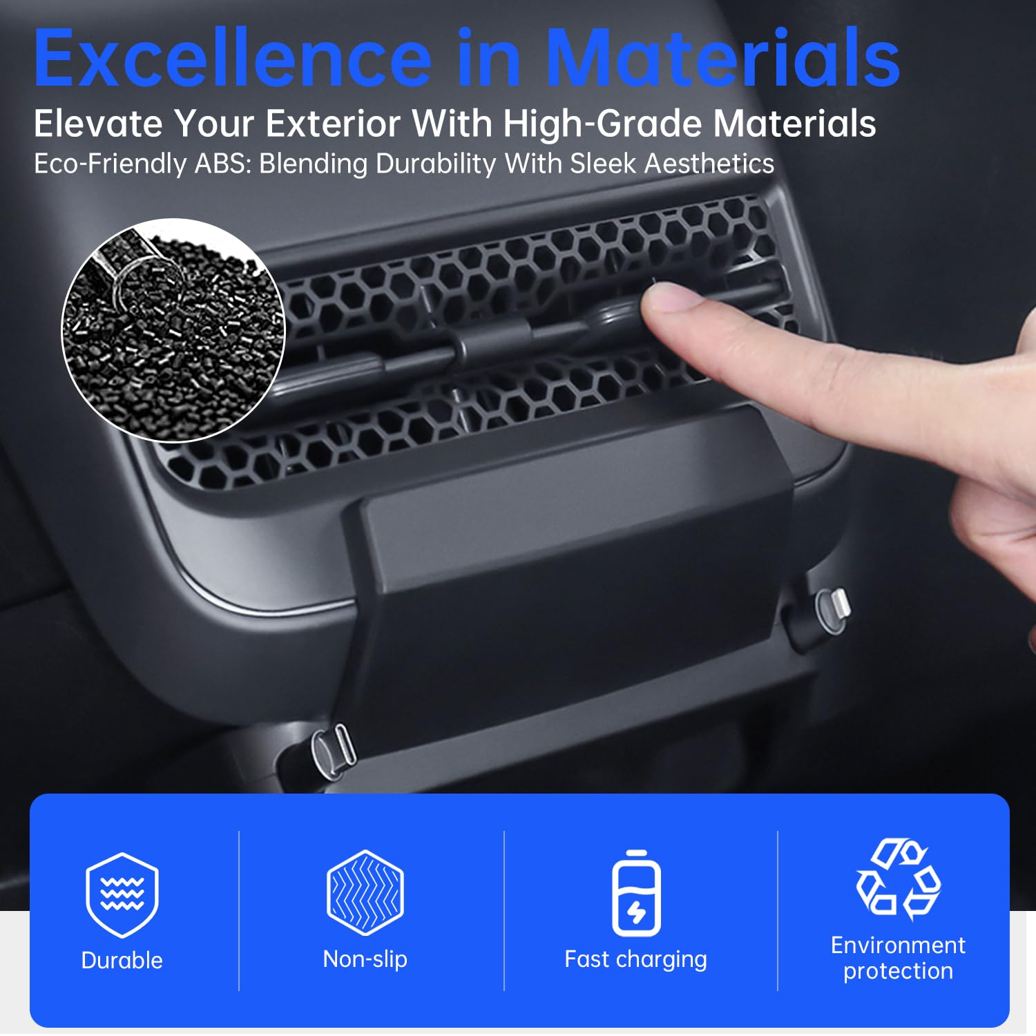 Zekrom Retractable Car Phone Charger for Tesla Model 3/Y (2021-2024) - Fast Charging Cable with Rear Air Vent Dock | Perfect for Road Trips & Daily Commutes