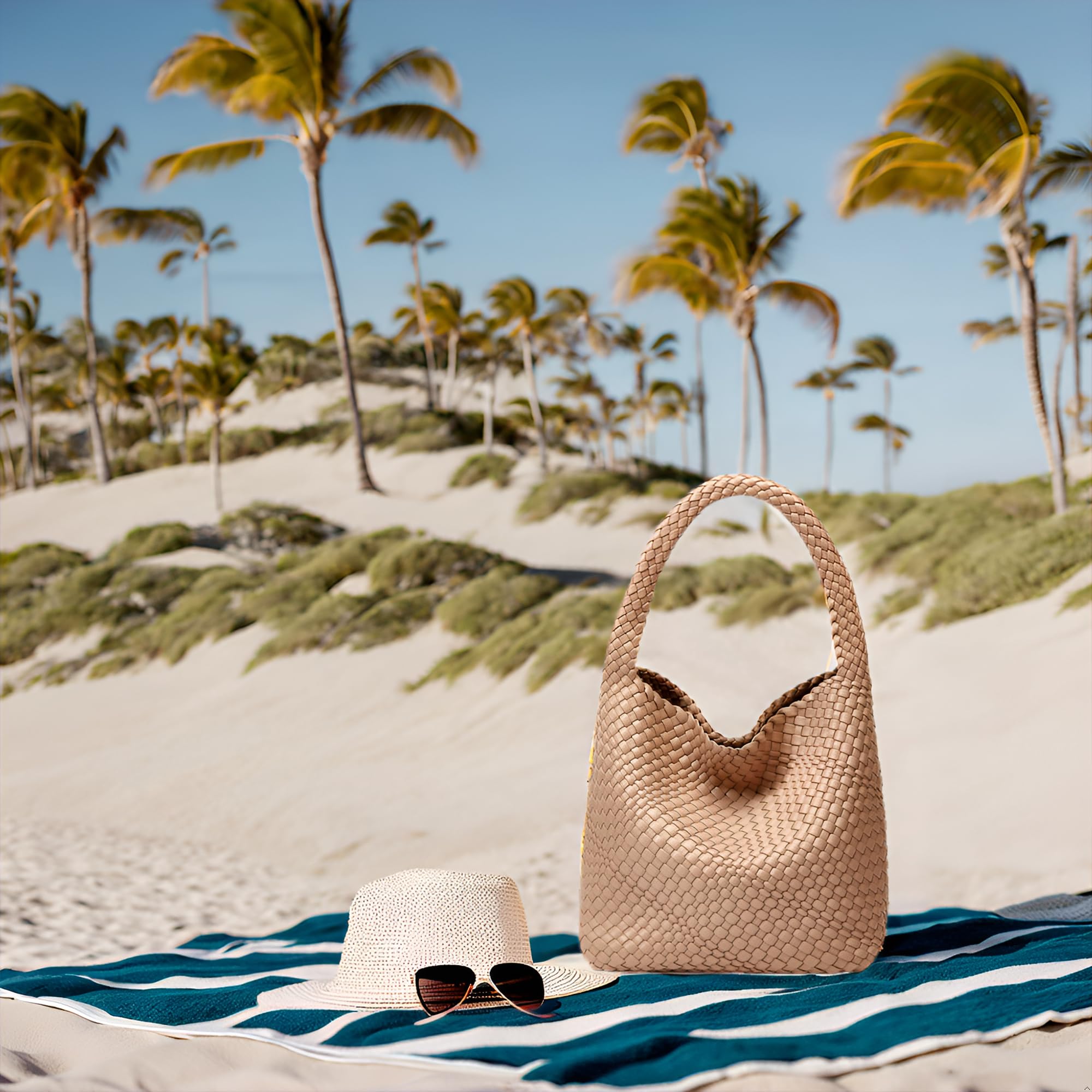 Vegan Leather Tote Bag for Women - Stylish Summer Beach Purse for Vacation & Travel