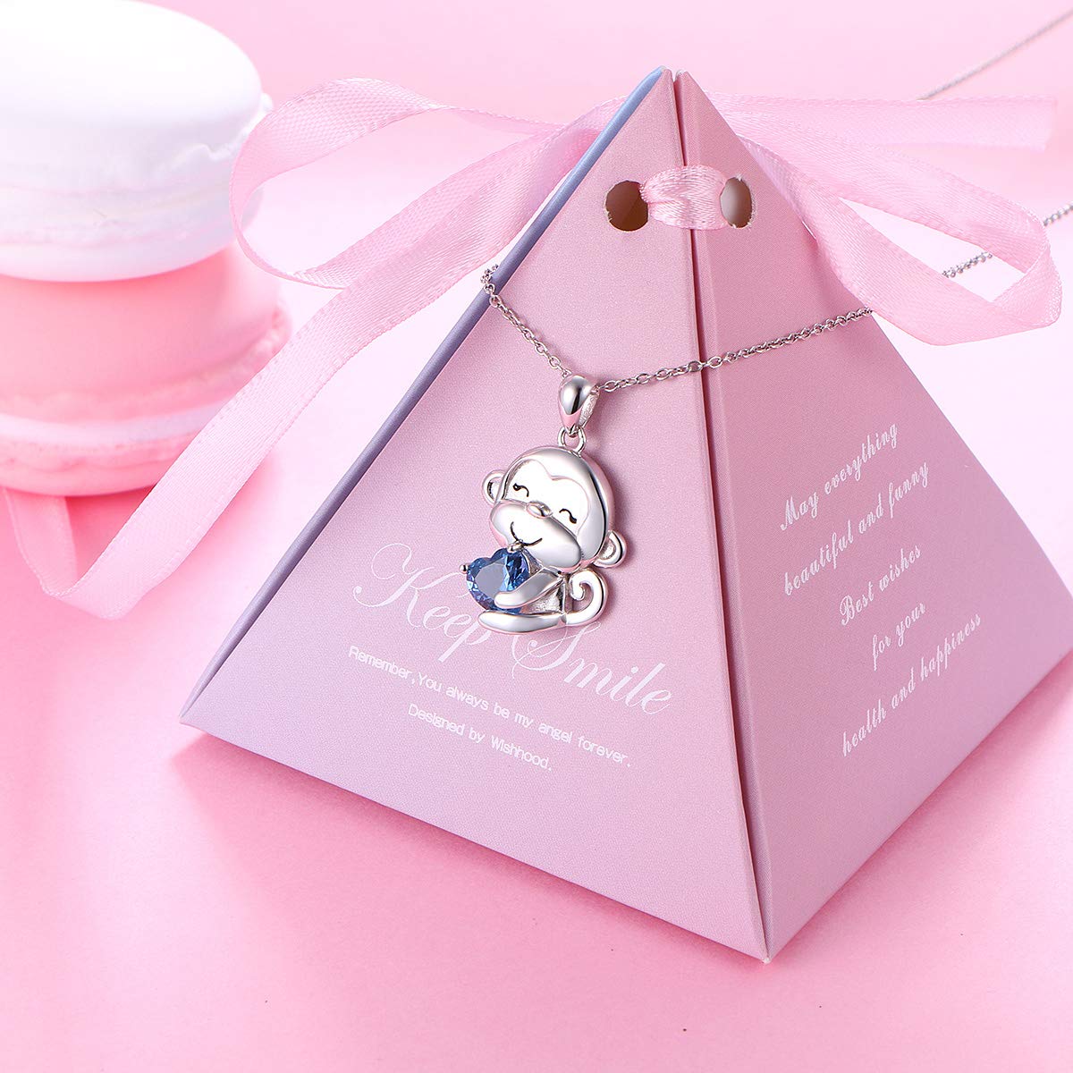 Flyow Monkey Jewelry Set - 925 Sterling Silver Monkey Necklace & Stud Earrings for Women & Girls | Cute Animal-Themed Gift for Birthday, Christmas & Everyday Wear