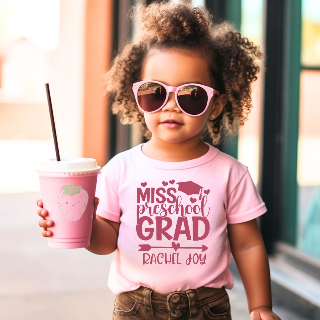 Personalized Miss Preschool Graduation T-Shirt for Toddler Girls - Cute Kindergarten Graduation Gift - Last Day of School Outfit - Perfect for Preschool Ceremonies & Photo Shoots