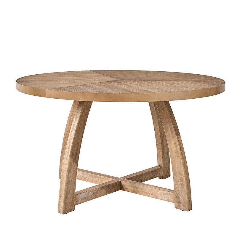 Sherry 54 Inch Solid Wood Round Dining Table - Rustic Farmhouse Style for Kitchen, Dining Room & Outdoor Patio