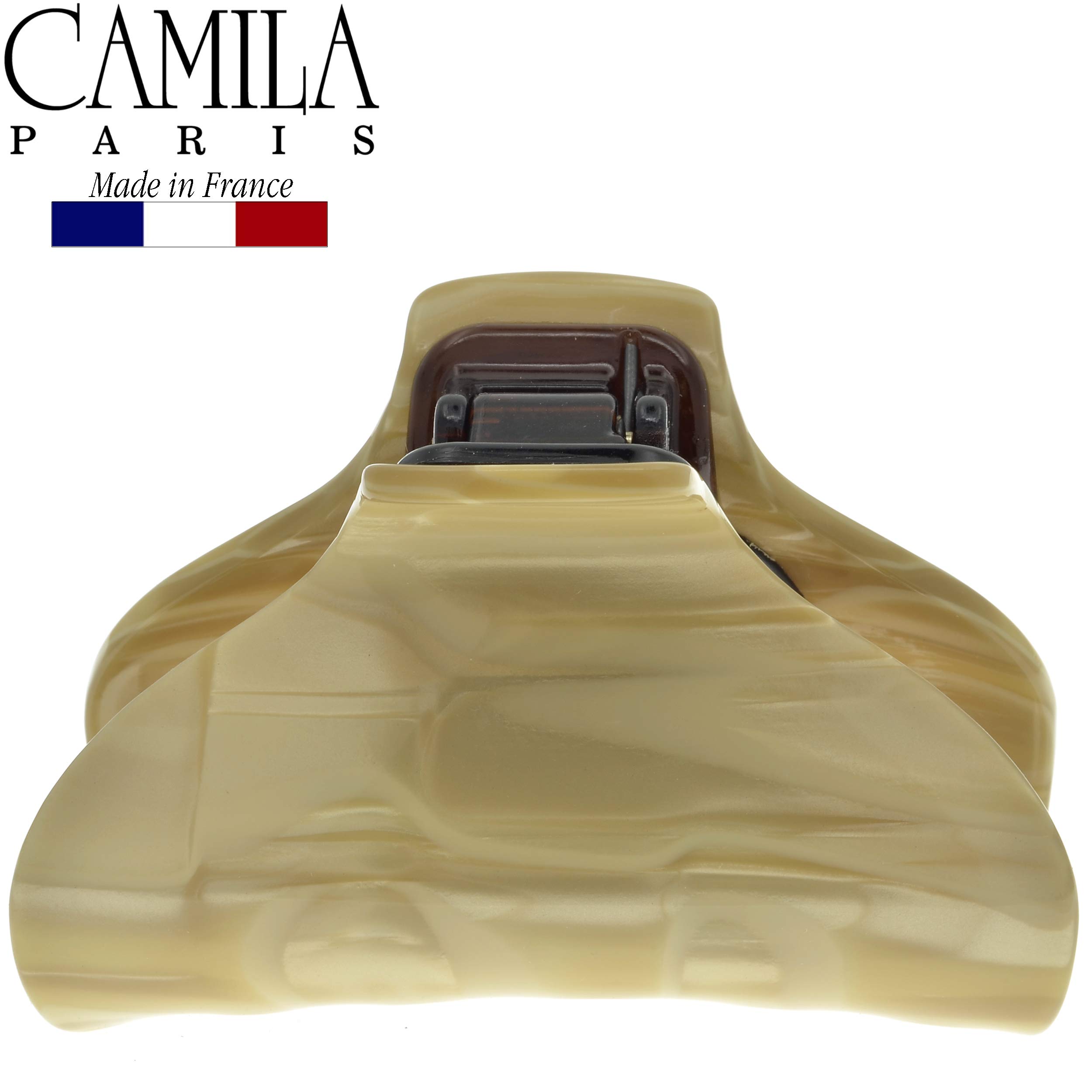 Camila Paris CP2125 French Hair Clip for Women - Strong Hold No Slip Grip Hair Claw Clips for Long Curly Wavy Hair, Beige Hair Accessories Made in France | Perfect for Office, Wedding & Everyday Styling