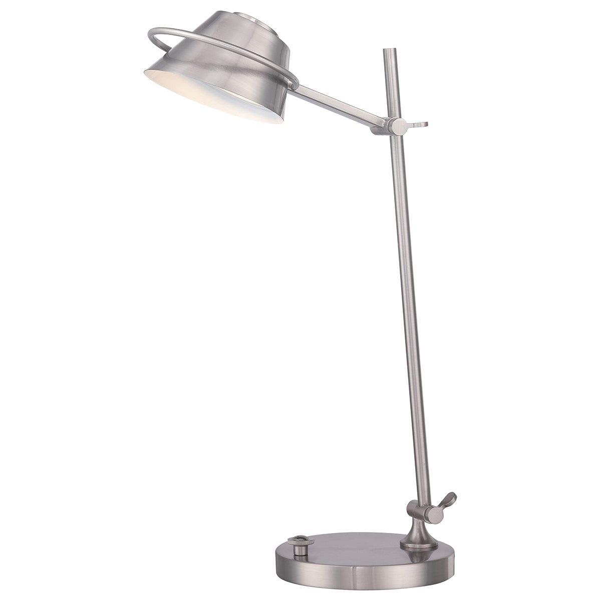 Quoizel Spencer LED Table Lamp - Brushed Nickel Finish, Modern Design for Living Room, Bedroom, or Office Lighting