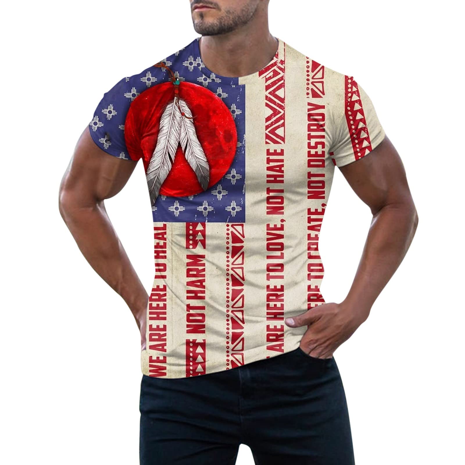 Vintage American Flag T-Shirt for Men - Patriotic USA Flag Graphic Tee - Perfect for 4th of July, Memorial Day & Independence Day Celebrations