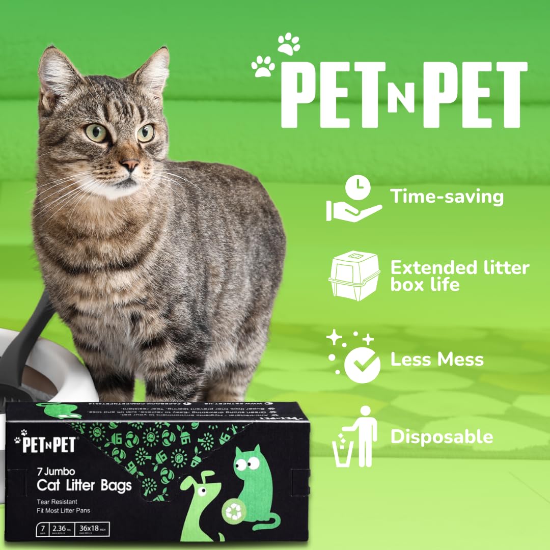 Pet N Pet Jumbo Cat Litter Box Liners - 14 Count Heavy-Duty Kitty Litter Bags for Large Cat Pans | Leak-Proof & Scent Control | Perfect for Multi-Cat Homes & Odor Control