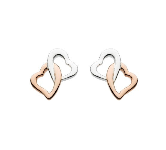 Interlinking Hearts Stud Earrings for Women - Sterling Silver Love Heart Earrings for Everyday Wear & Gift Giving