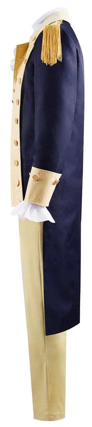 George Washington Costume for Men - Colonial Uniform Jacket, Shirt & Pants Set - Revolutionary War Outfit for Halloween, Historical Reenactment & Cosplay Events