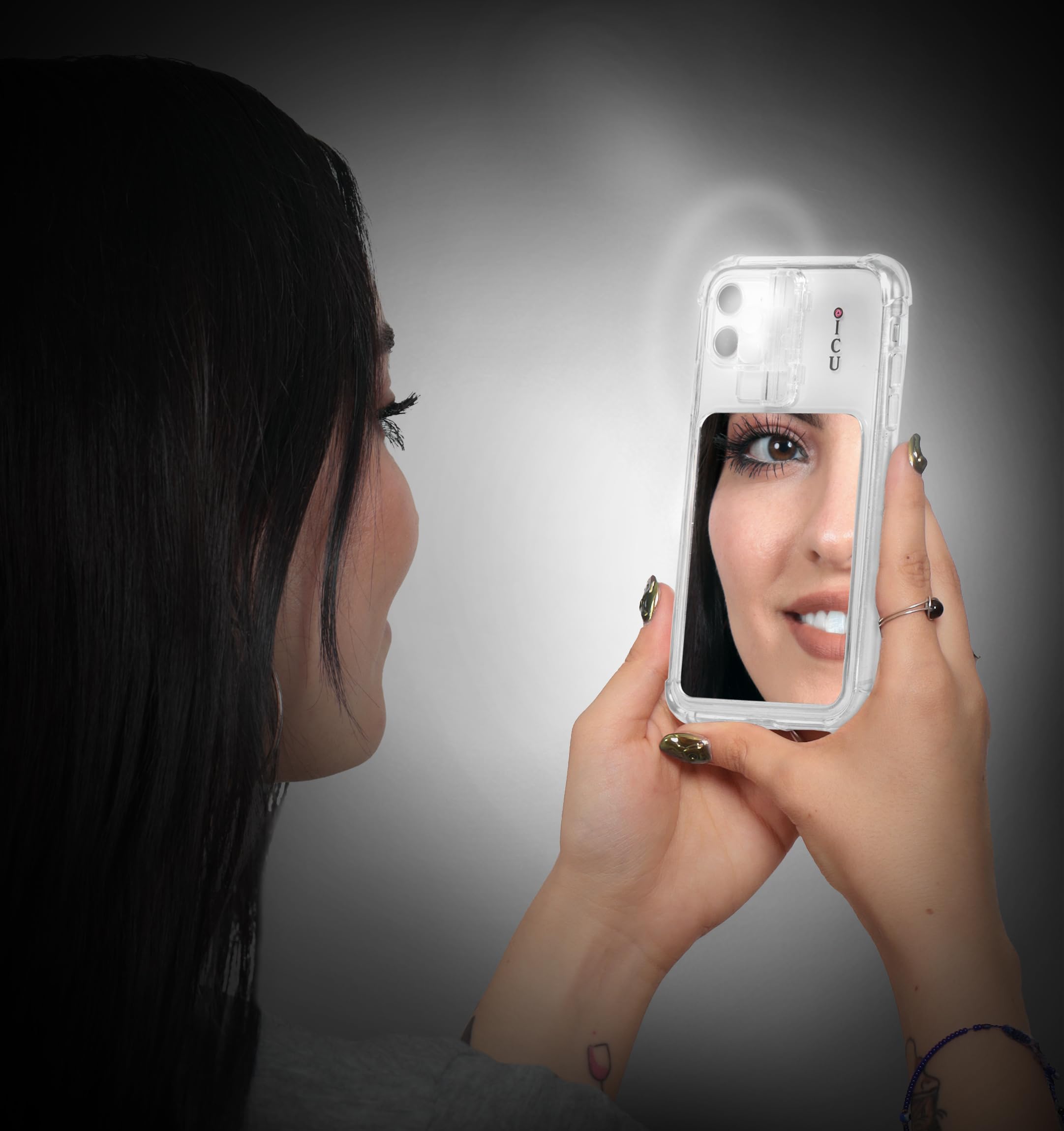 ICU Mirror Cell Case for iPhone 11 - Lighted Selfie Case with Vanity Mirror | Shockproof & MagSafe Compatible Clear Cover for Women & Men | Perfect for Makeup Touch-ups, Travel & Nighttime Selfies