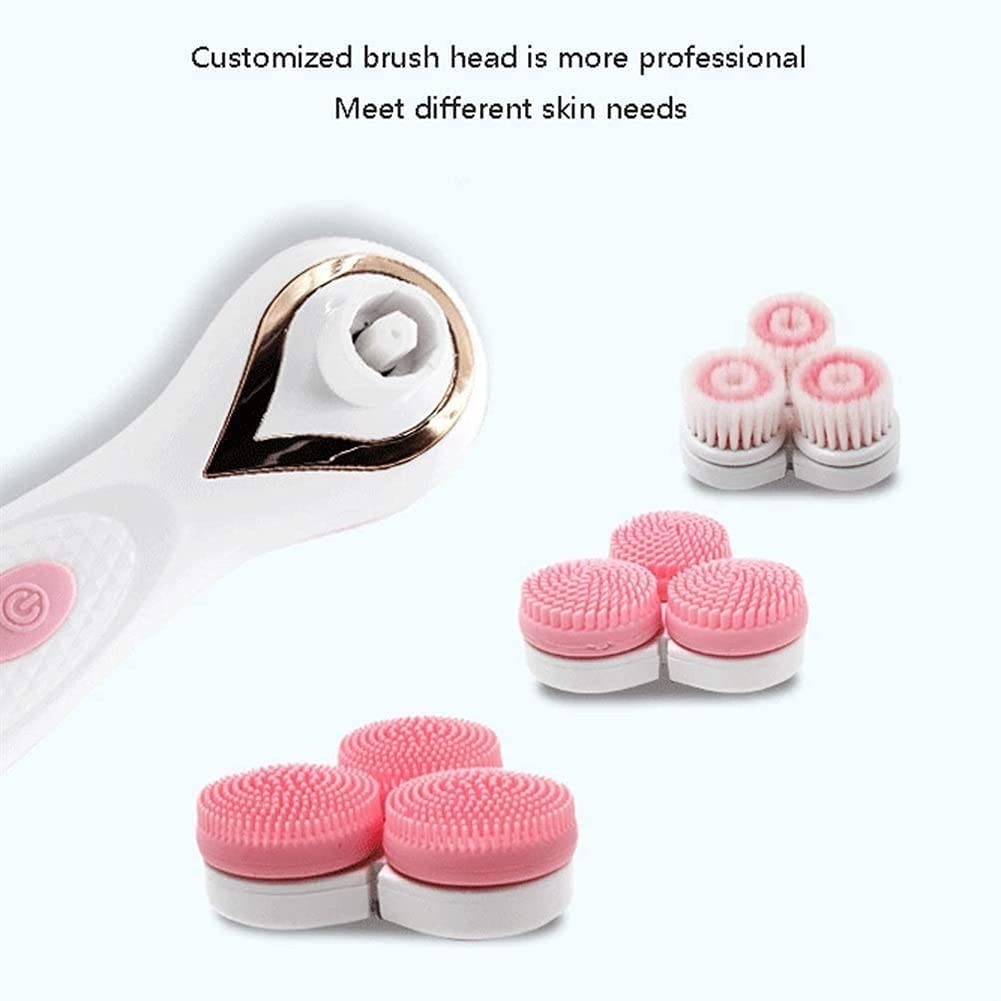 Waterproof Electric Facial Cleansing Brush - Rechargeable Spin Brush with 3 Modes & 3 Brush Heads for Exfoliating, Massaging & Blackhead Removal | Pink | Perfect for Daily Skincare Routine & Spa-Like Experience at Home