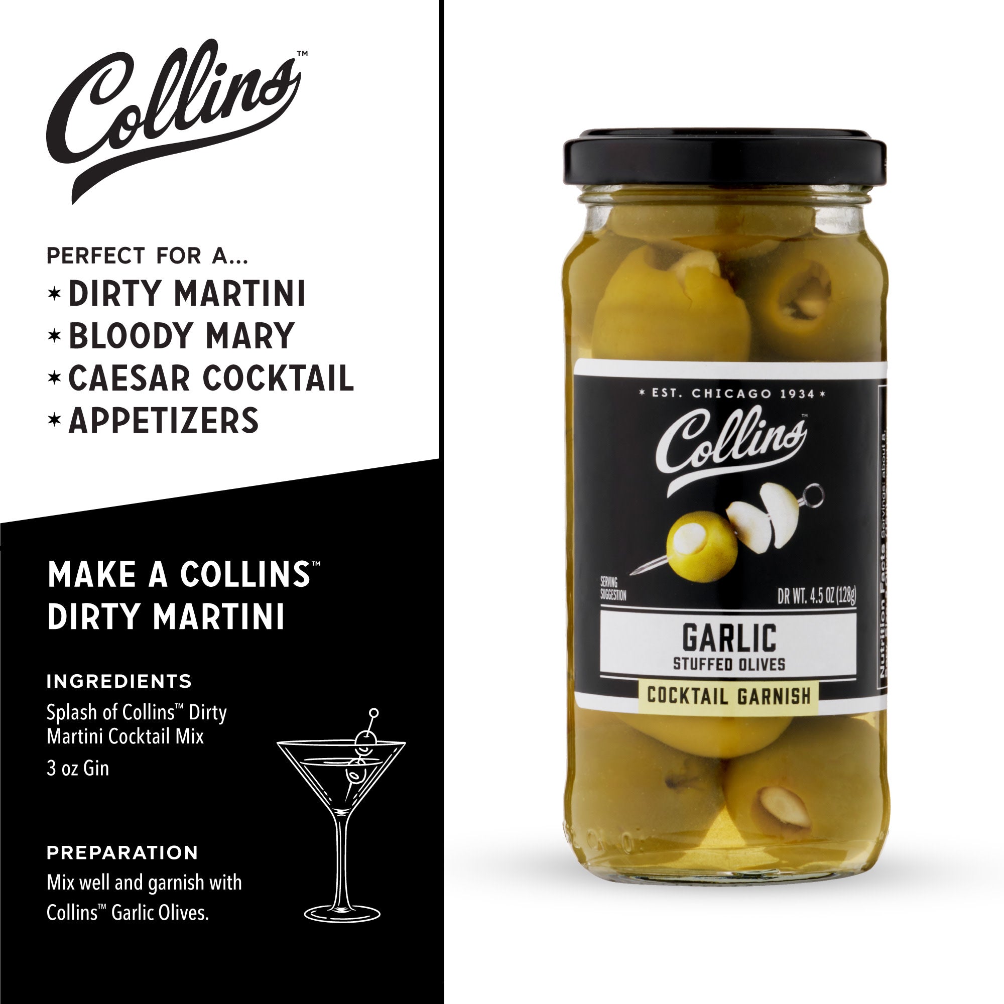 Garlic Queen Olives 5 oz Jar - Premium Stuffed Green Olives with Garlic for Charcuterie Boards, Salads & Cocktails