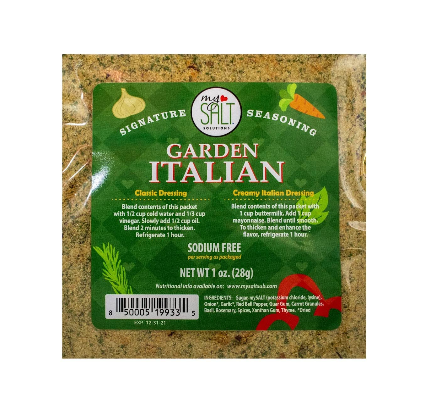 Italian Restaurant Style Salad Dressing Mix - Sodium Free, Gluten Free, 5 Pack - Perfect for Garden Fresh Salads, Pasta & Homemade Italian Dishes