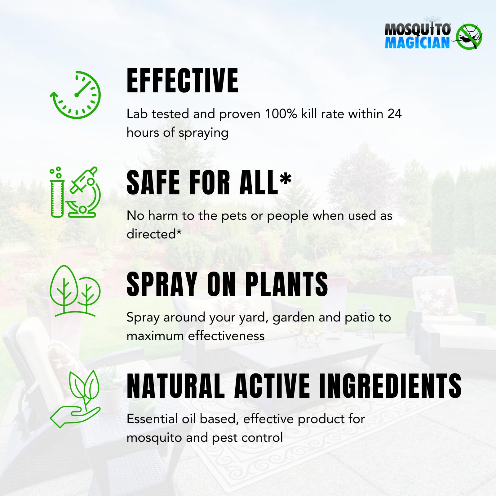 Mosquito Magician Liquid Concentrate - 1 Gallon | Effective Mosquito, Flea & Fire Ant Killer | Safe Yard Spray Treatment for Pets | Compatible with Sprayers, Foggers & Misting Systems | Outdoor Mosquito Repellent for Backyards, Patios & Gardens