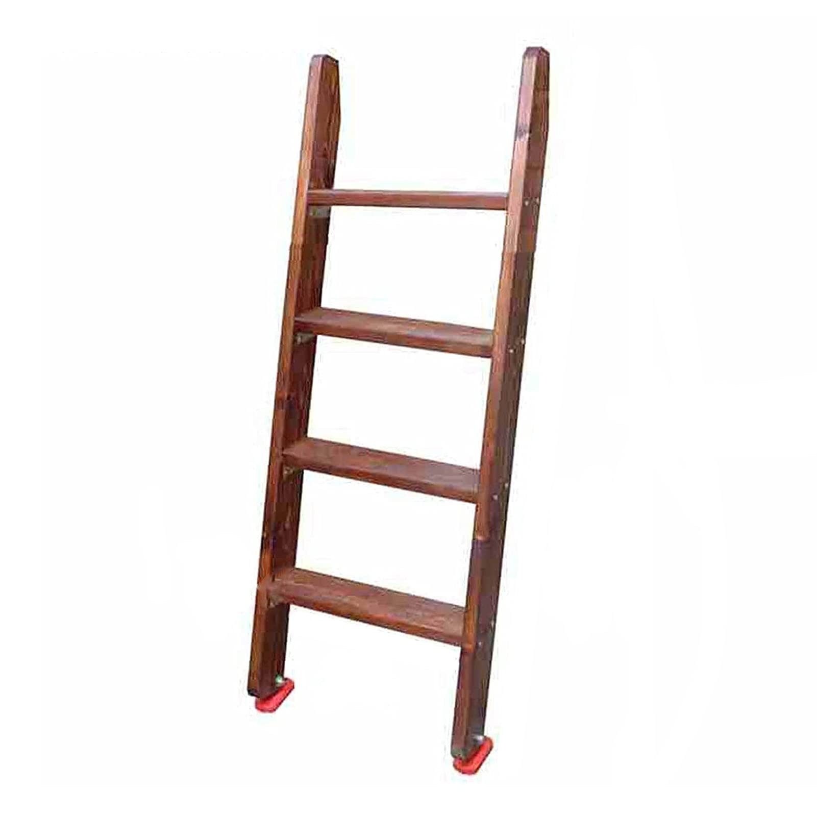 4/5-Step Wooden Ladder for Bunk Beds - Rustic Farmhouse Style with Safety Hooks & Non-Slip Foot Pads - Heavy Duty 330lbs Capacity (125cm/49.2in) - Perfect for Kids Bedroom, Loft Beds, Treehouse & Library Climbing Access
