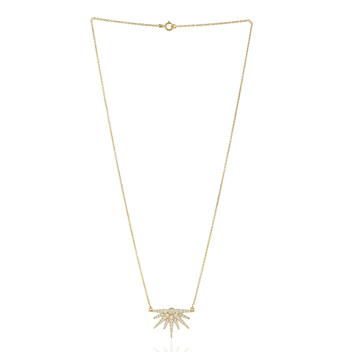 18K Yellow Gold Micro Pave Diamond Starburst Choker Necklace for Women - Elegant Layered Necklace Jewelry Gift for Anniversary, Birthday & Special Occasions
