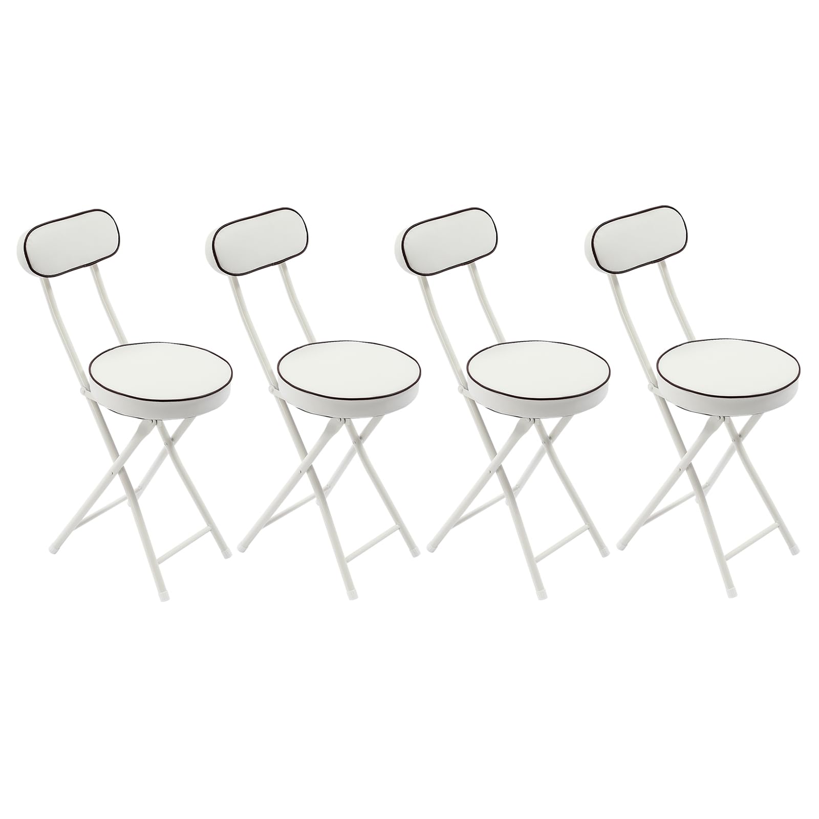 LOYALHEARTDY 4-Pack Folding Stool with Cushioned Seat & Back Support - 18.9 Inch Portable Bar Stool for Camping, Kitchen, Home, Office (White) | Perfect for Outdoor Picnics, Small Spaces & Extra Seating