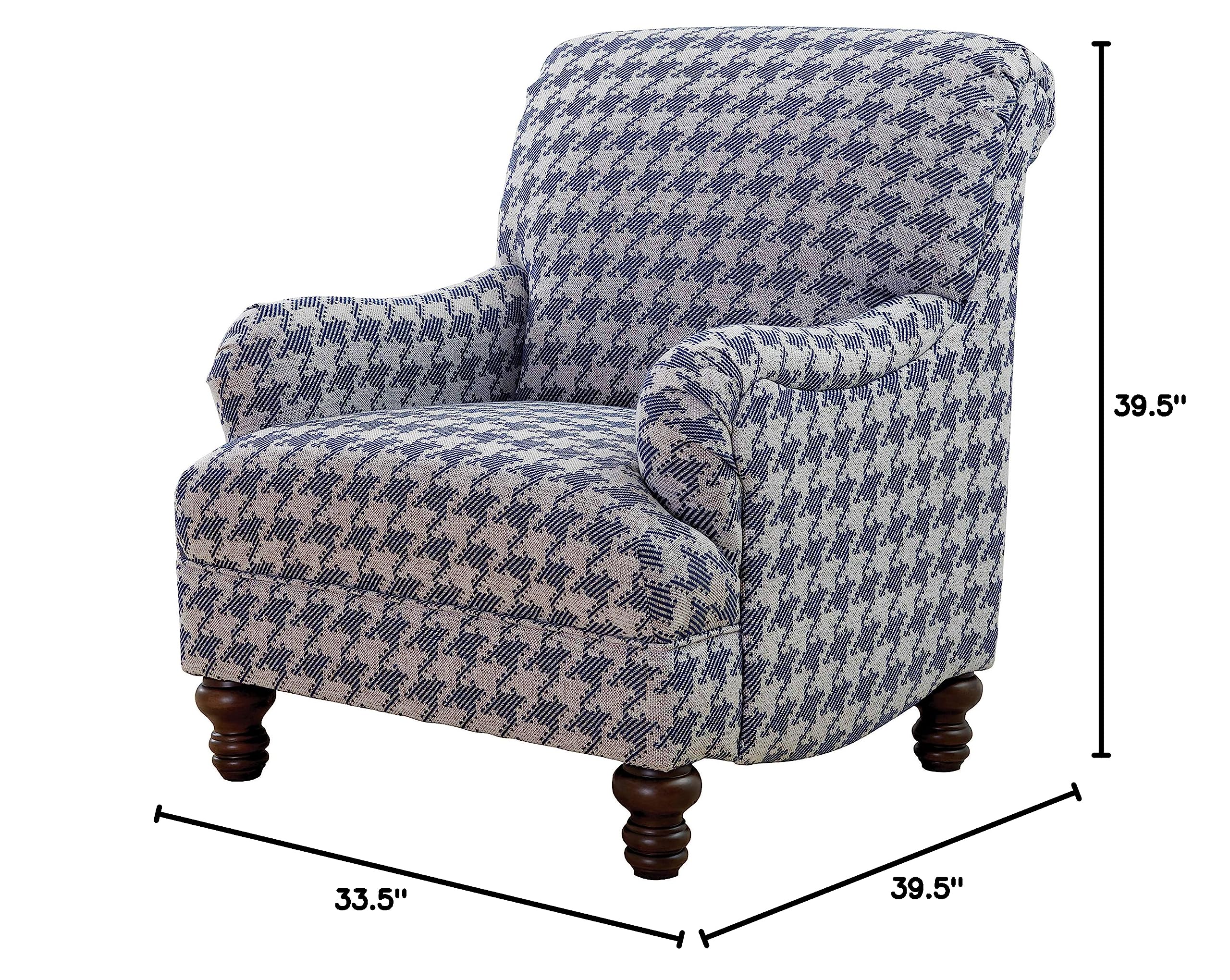 Coaster Furniture Gwen Recessed Arms Accent Chair - Light Grey & Blue Upholstered Living Room Chair for Home Decor | Perfect for Reading Nook, Bedroom Sitting Area & Office Lounge