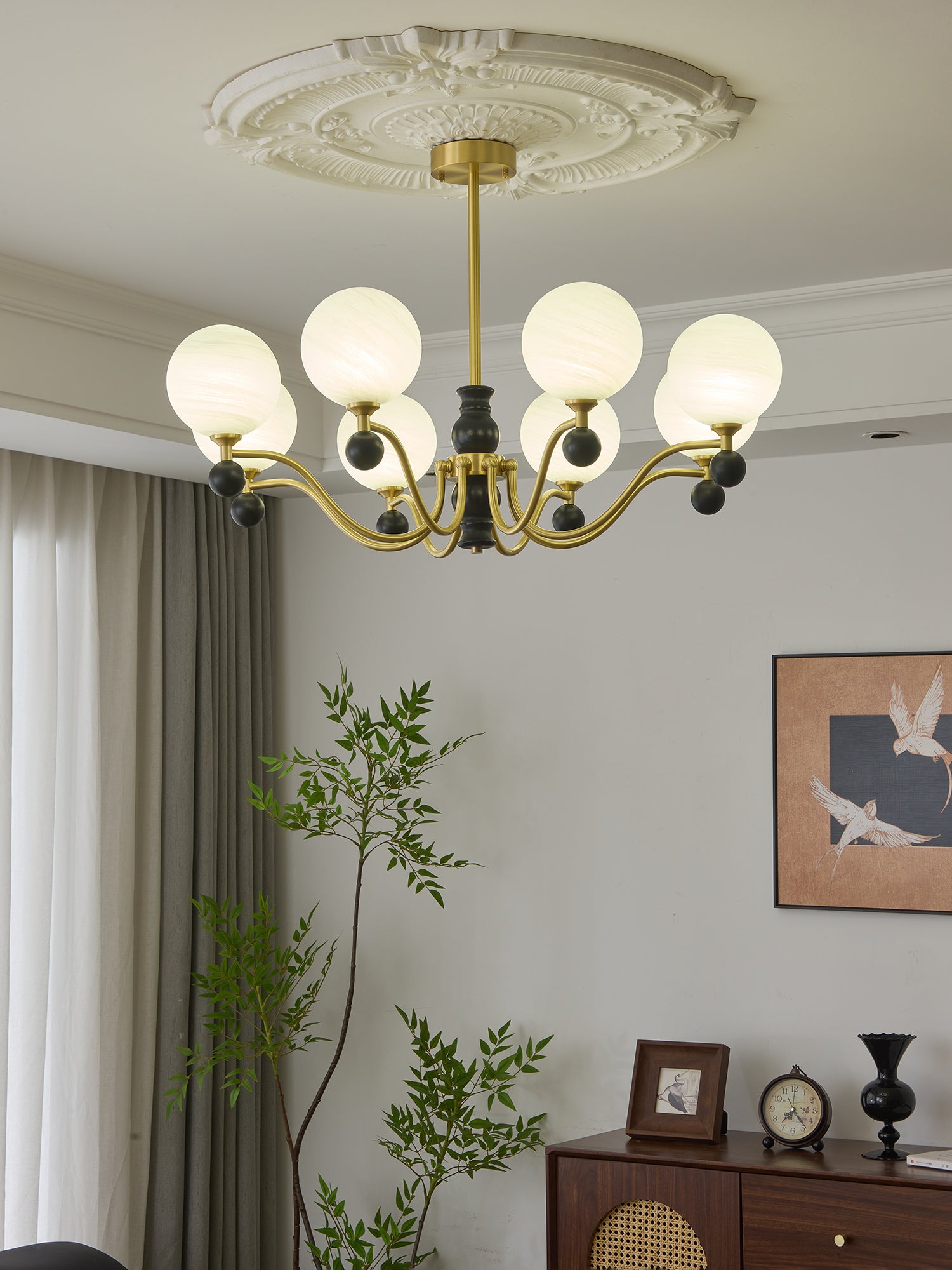 Aether Sphere Chandelier - Modern Crystal Ceiling Light Fixture for Dining Room, Living Room & Bedroom | Elegant Lighting Decor for Home & Office