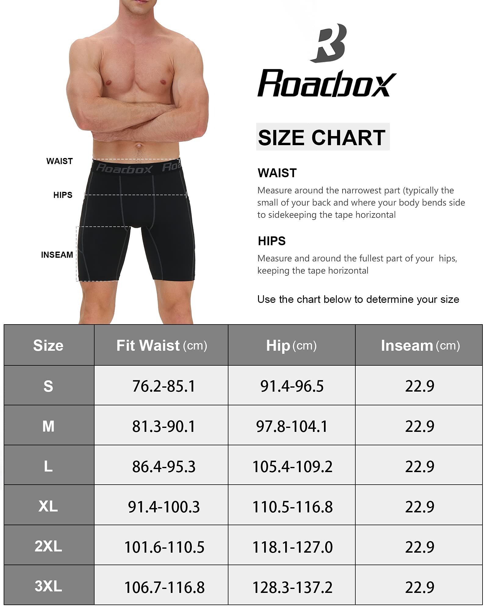 Roadbox Men's Running Compression Shorts 2-Pack or 3-Pack - Breathable Spandex Workout Shorts with Pockets for Gym, Basketball & Athletic Training - Perfect for Running, Cycling & Sports Activities
