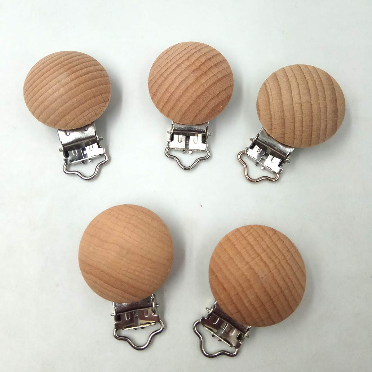 Natural Beech Wood Pacifier Clips - Safe Teething & Grasping Toy for Babies, DIY Wooden Pacifier Holder with 3.5cm No-Hole Design - Perfect for Nursery, Stroller, and Baby Gear Accessories