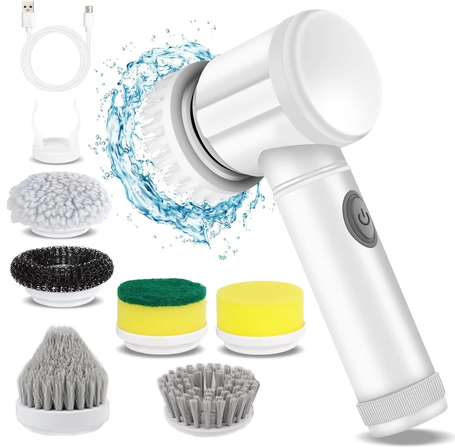 Electric Spin Scrubber with 6 Brush Heads - Powerful Cordless Cleaning Tool for Shower, Bathtub, Tile, Floor, Sink & Kitchen | Perfect for Bathroom Deep Cleaning, Window Washing & Household Surfaces