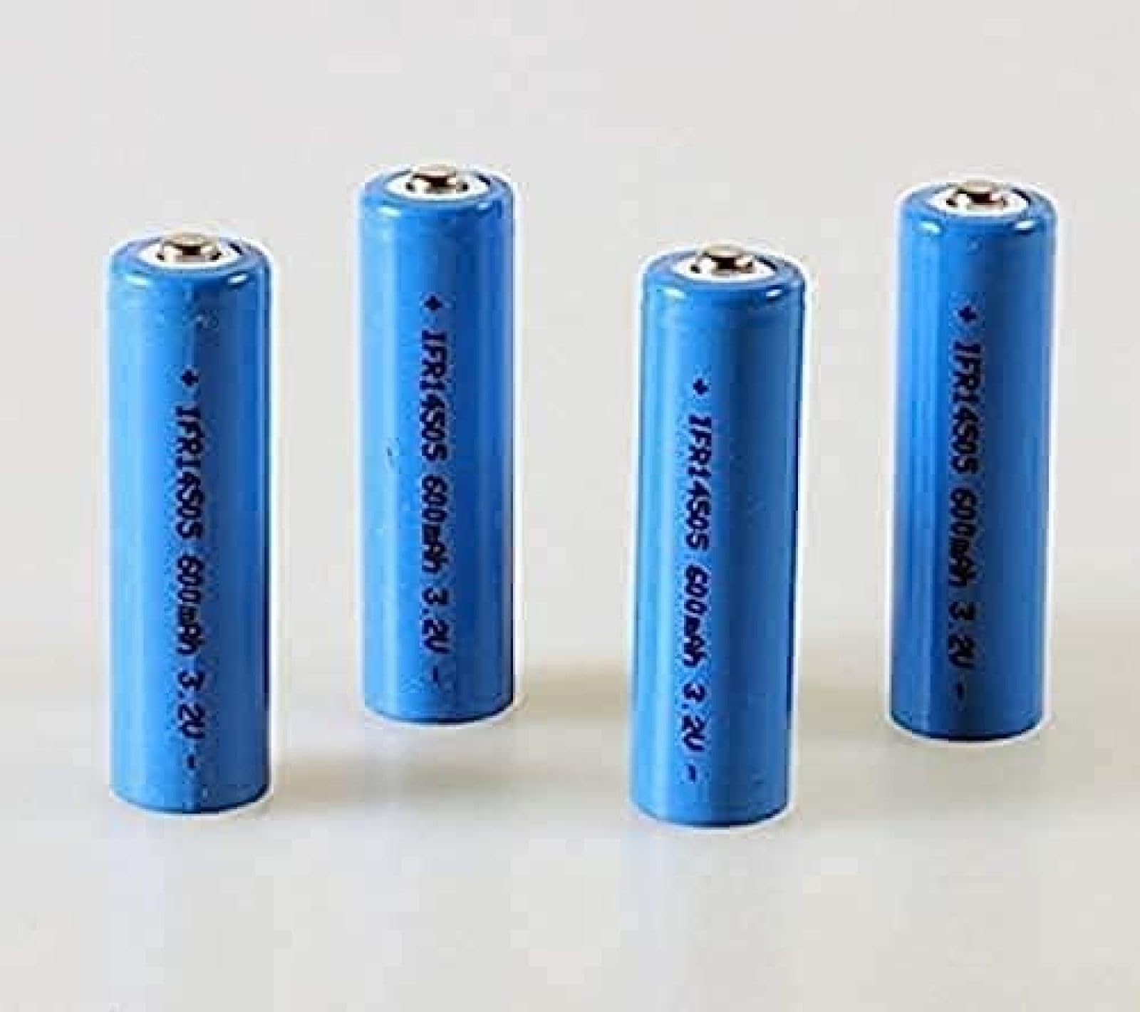 LiFePO4 IFR 14505 AA 600mAh 3.2V Rechargeable Button Cell Batteries - Set of 4Pcs Iron Phosphate Batteries for Solar Lights, Flashlights, and Emergency Devices
