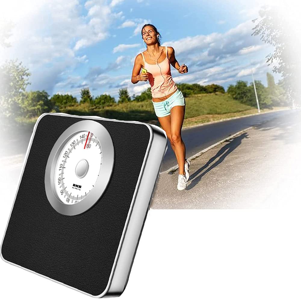 JWW Mechanical Scale 330 LB/150 KG - Vintage European Style Analog Bathroom Scale with Large Round Dial for Easy Reading (28.5×27×4.2cm) - Perfect for Home, Gym & Health Tracking