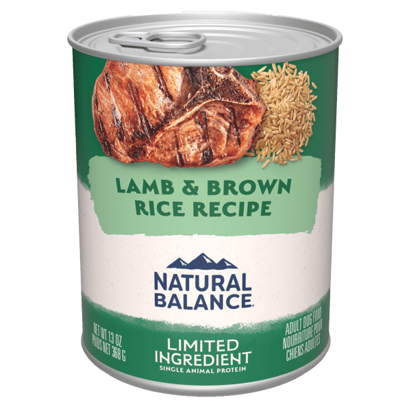 Natural Balance Limited Ingredient Lamb & Brown Rice Recipe Canned Dog Food - Grain-Free, Hypoallergenic Wet Food for Dogs with Sensitive Stomachs - Perfect for Mealtime, Travel & Emergency Pet Food Storage