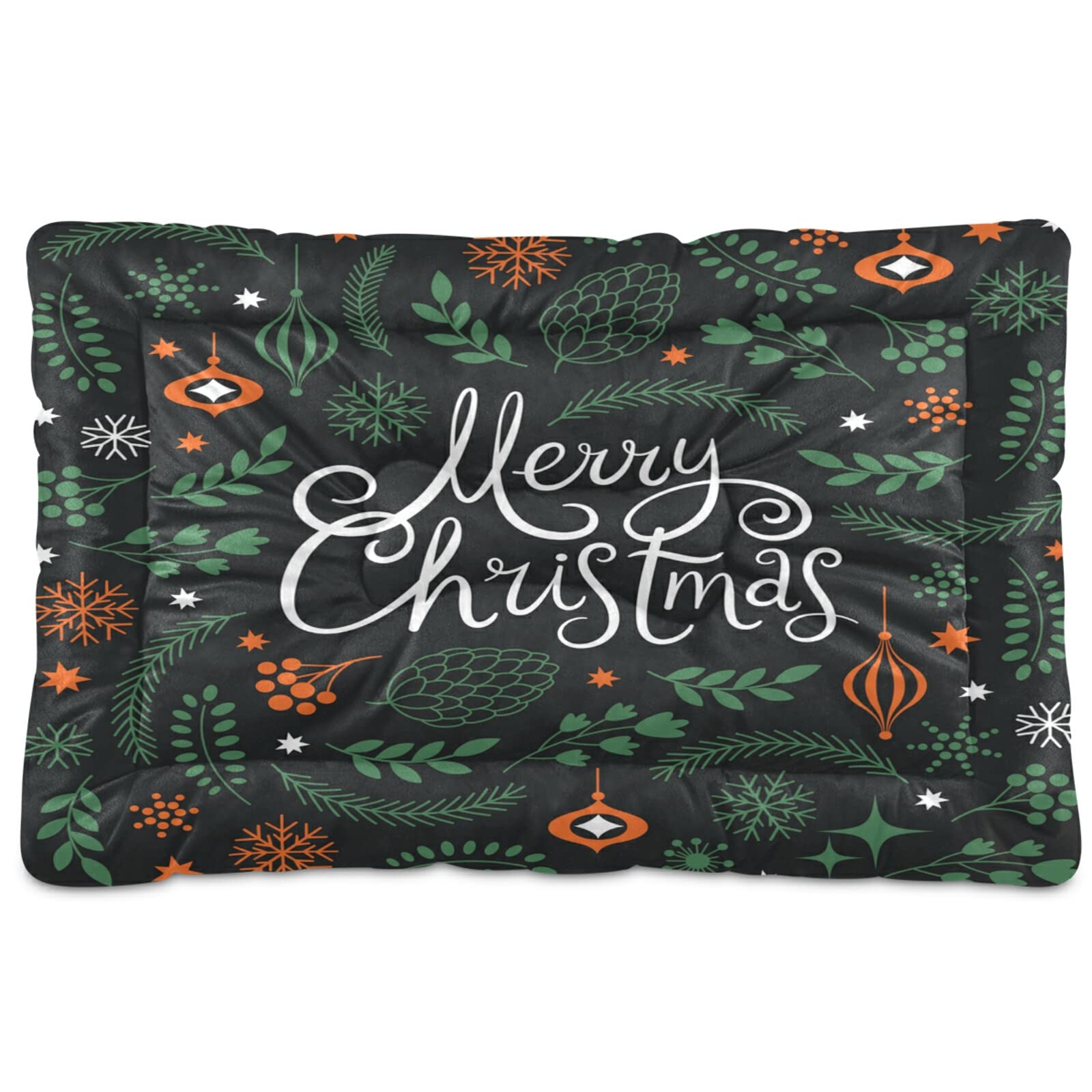 KeepReal Merry Christmas Themed Pet Bed - Ultra Soft Rectangle Dog & Cat Bed for Small to Medium Pets, 24x18 Inch - Cozy Holiday Sleeping Spot for Puppies & Kittens