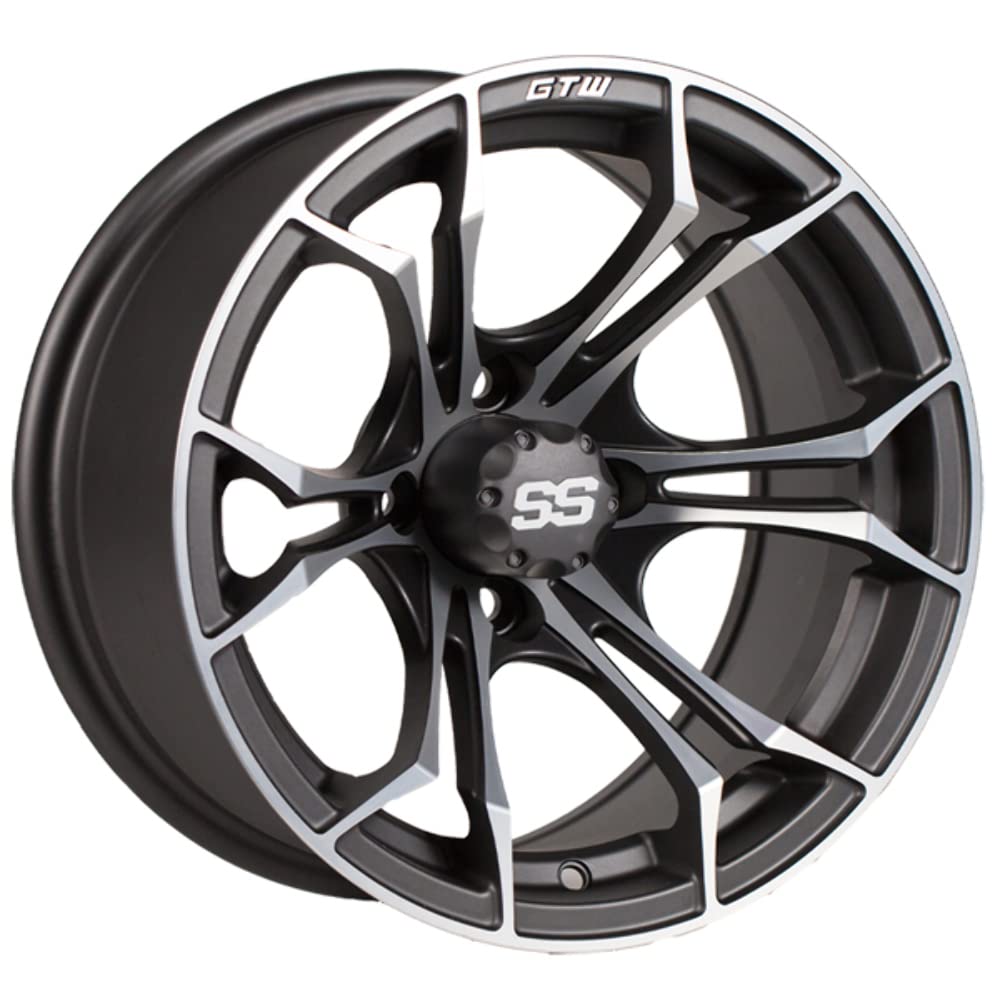 GTW 14 Inch Golf Cart Wheels and Tires Combo - Matte Gray Spyder Wheels with 22x10-14 Timberwolf All Terrain Tires | Set of 4 | Perfect for Off-Road, Hunting & Camping Adventures