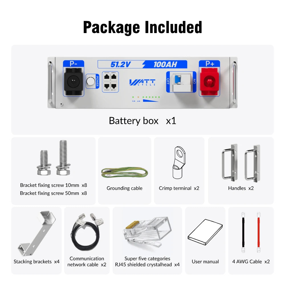 48V (51.2V) 100Ah 3U Server Rack LiFePO4 Battery with Bluetooth Kit - High Capacity Solar Energy Storage for Home & RV Use