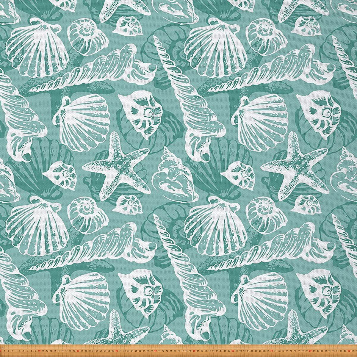 Premium Upholstery Fabric - Ocean Theme Sea Shells & Starfish Print - Sky Blue Marine Beach Decor Fabric by The Yard (2 Yards) - Perfect for Chairs, Couches, Outdoor Furniture & DIY Home Decor Projects - Ideal for Coastal Living Rooms, Beach House Decor & Nautical Themed Interiors