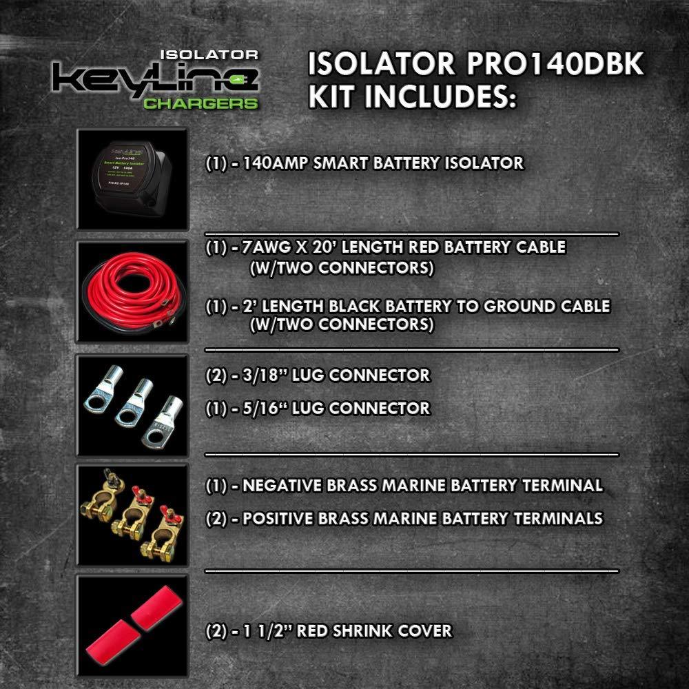 Keyline 12V 140 Amp Dual Battery Isolator - Heavy Duty Battery Separator for RVs, Boats & Off-Grid Power Systems | Prevent Battery Drain & Ensure Reliable Power Supply