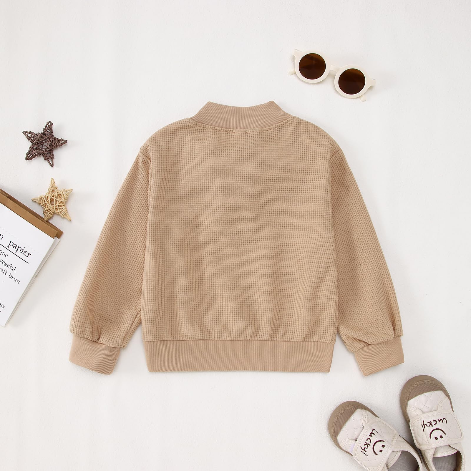 BOUTIKOME Toddler Boys Waffle Sweatshirt - Button Front Pullover Long Sleeve Top for Baby Boys | Soft & Cozy Fall Winter Kids Clothes | Perfect for Playdates, School & Family Outings