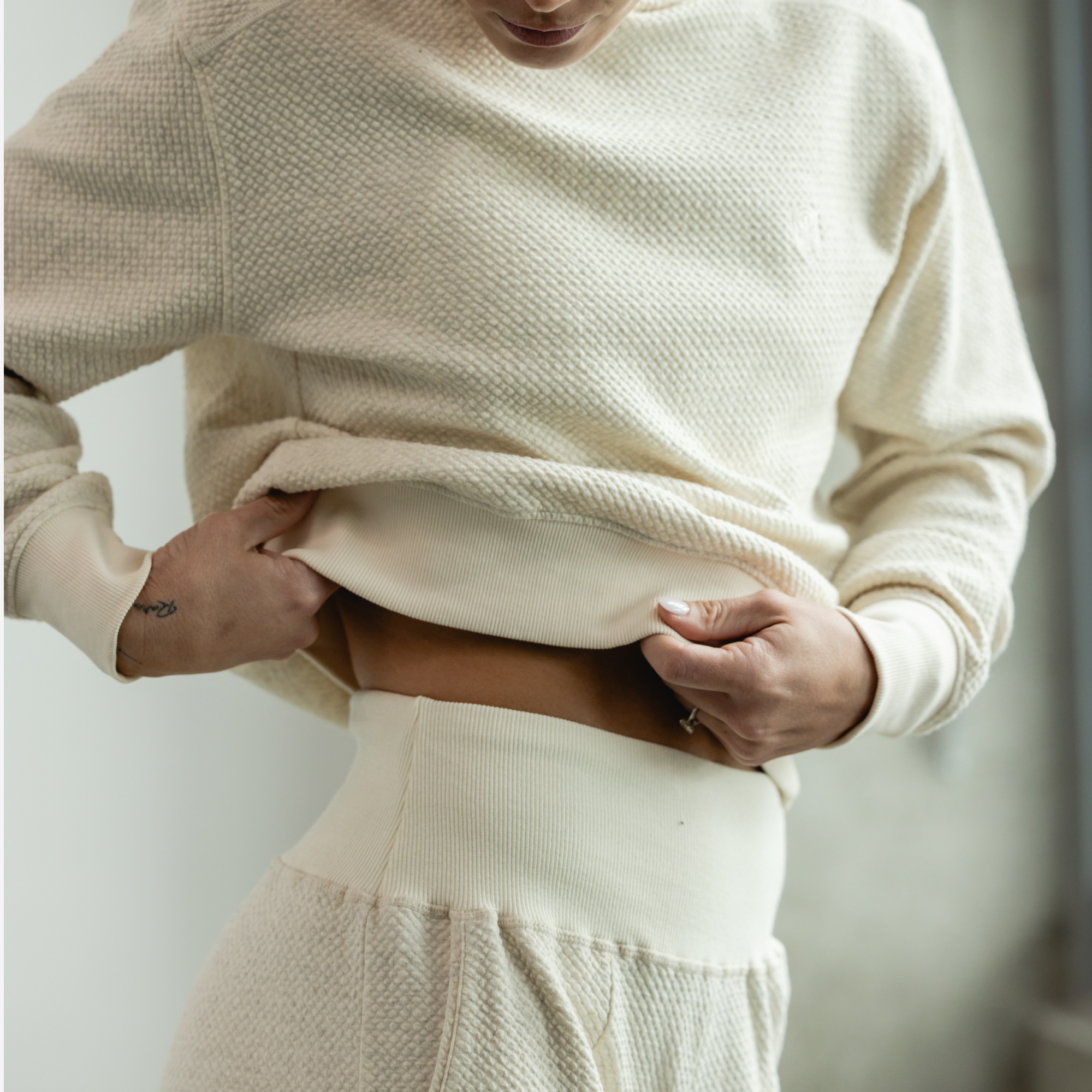 Women's Soft Cloud Jogger Set - Heather Oatmeal Color Comfortable Lounge Wear for Running, Yoga & Home Relaxation